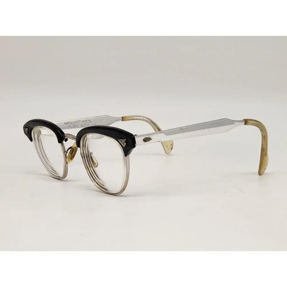American Optical AO Mens Silver Browline Eyeglass Frame 1/10 12KGF 5 3/4 Vintage